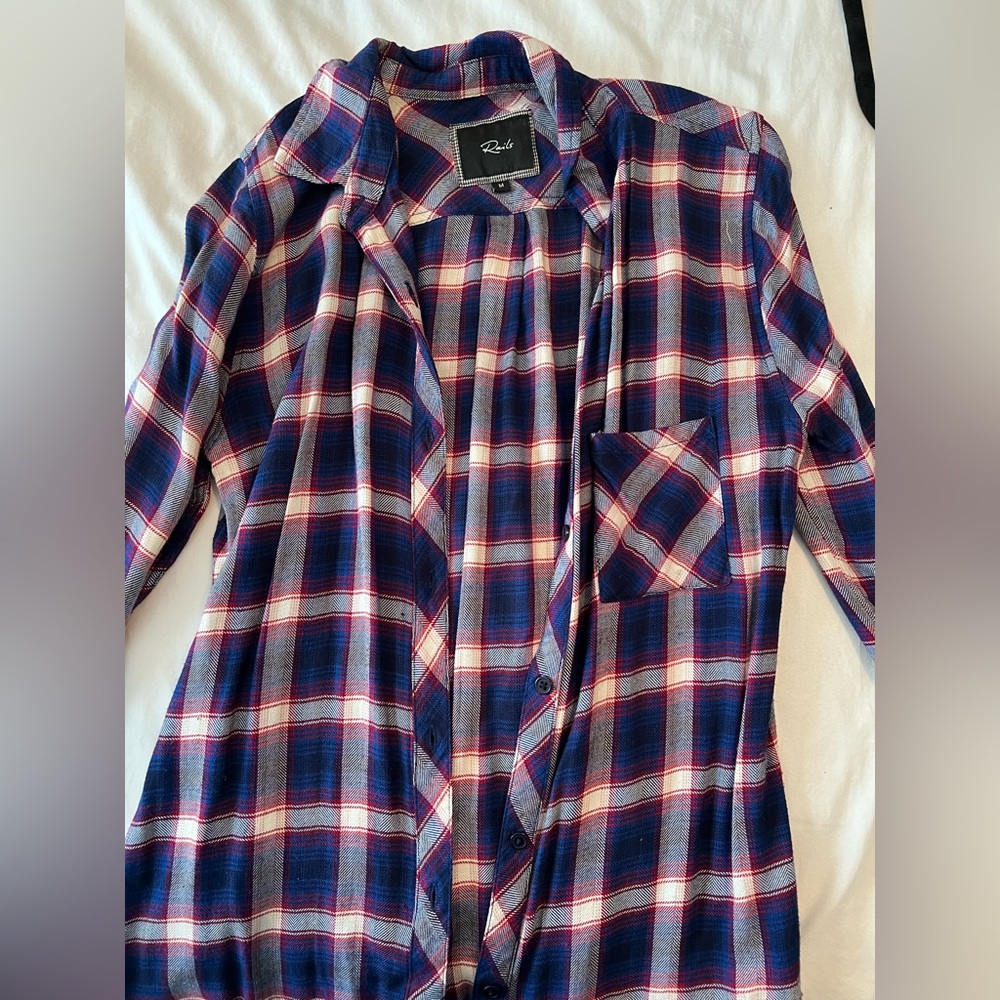 Rails Size M blue Buffalo plaid button down